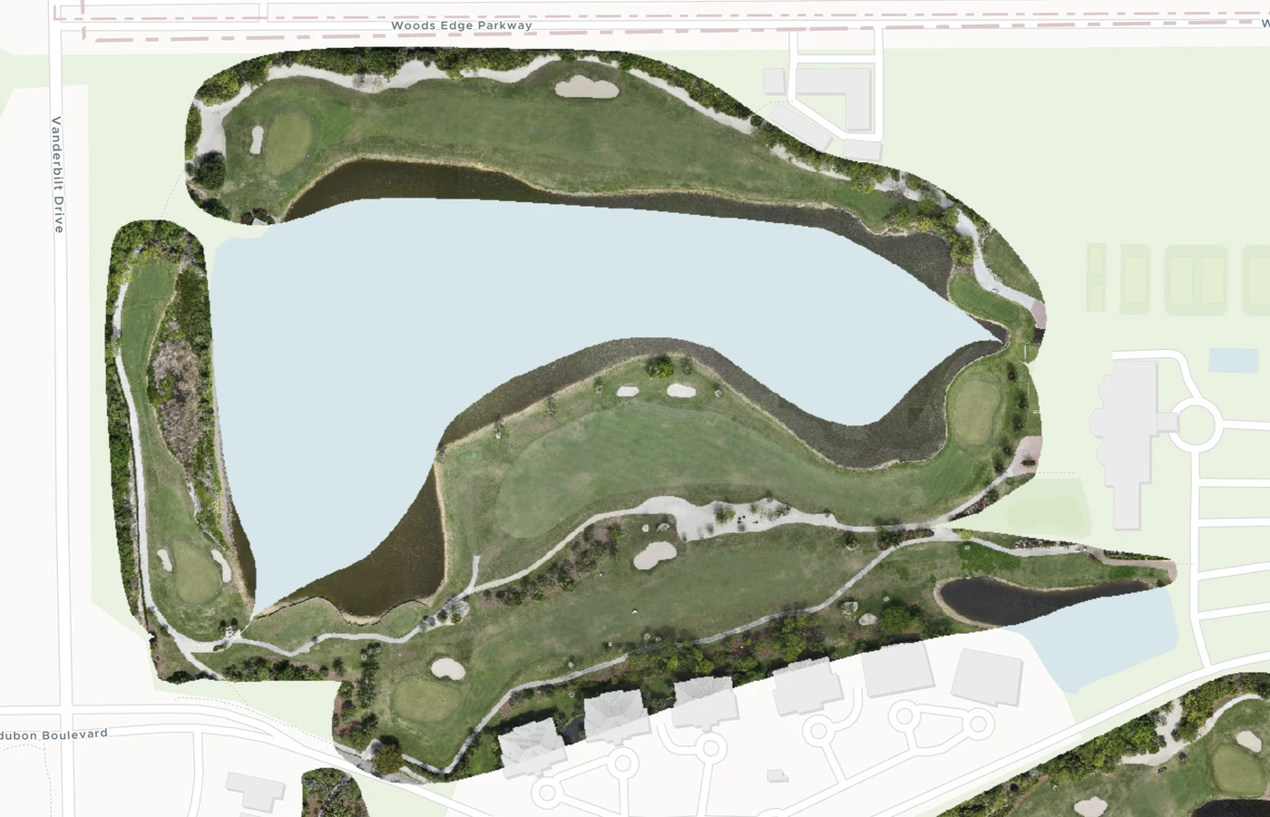 Aerial view of a golf course captured by drone
