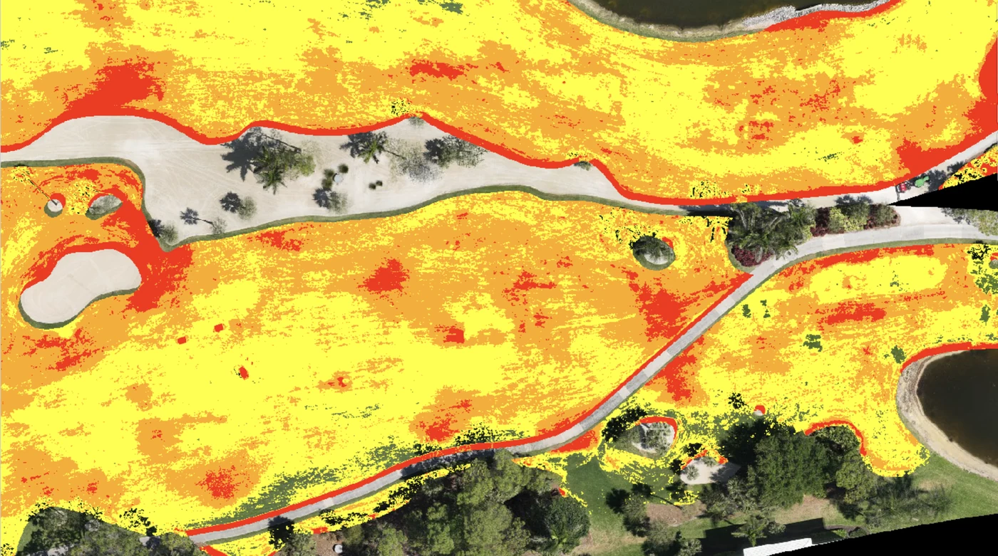 Multispectral stress imagery revealing turf condition